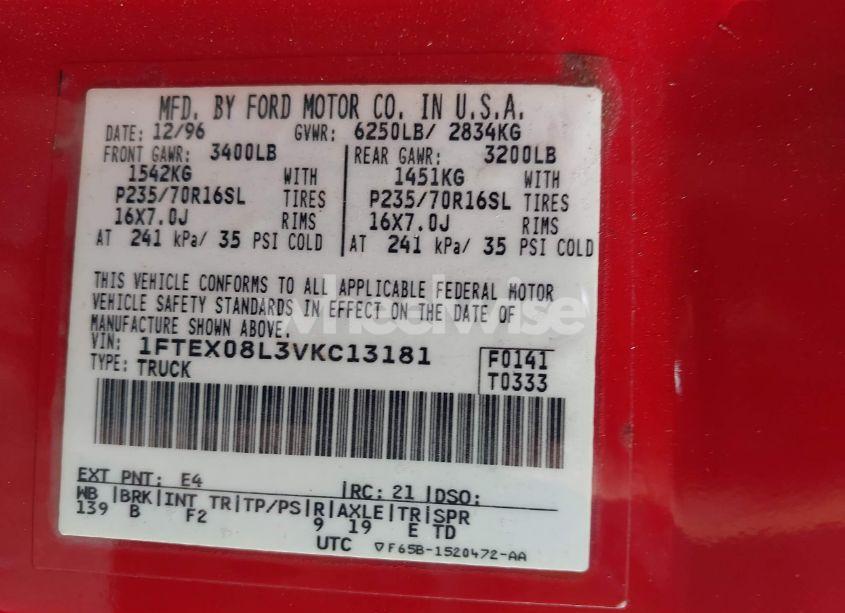 Photo 9 of 1997 Ford F-150 LARIAT/XL/XLT (VIN 1FTEX08L3VKC13181)