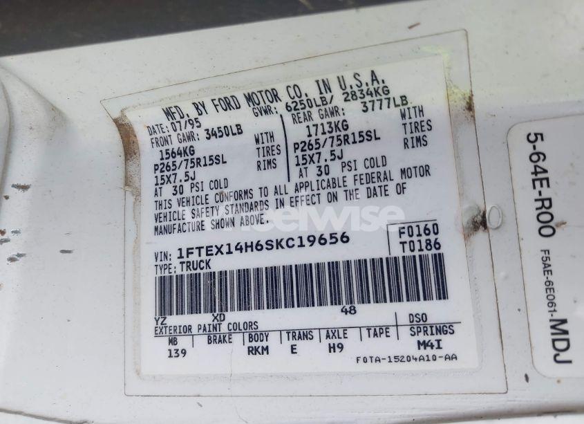 Photo 9 of 1995 Ford F150 (VIN 1FTEX14H6SKC19656)