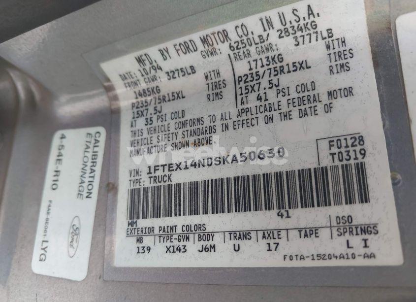 Photo 9 of 1995 Ford F150 (VIN 1FTEX14N0SKA50630)