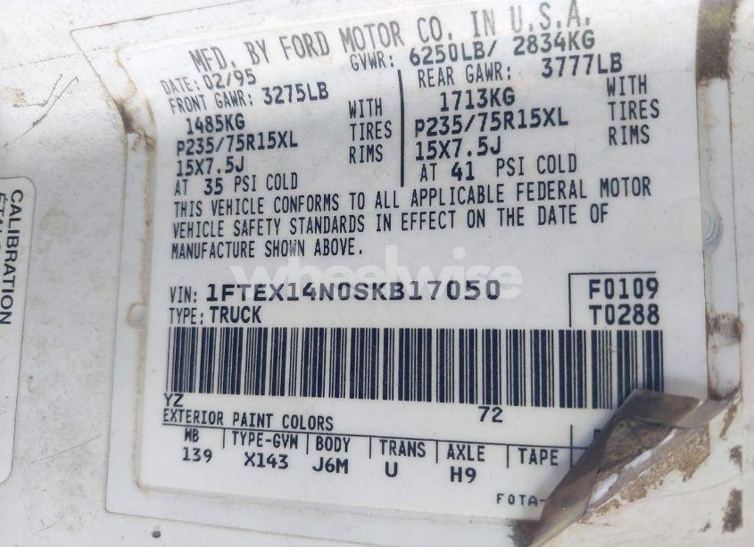 Photo 9 of 1995 Ford F150 (VIN 1FTEX14N0SKB17050)