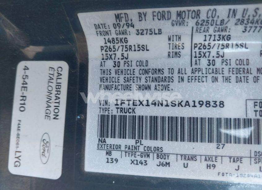 Photo 9 of 1995 Ford F150 N/A (VIN 1FTEX14N1SKA19838)