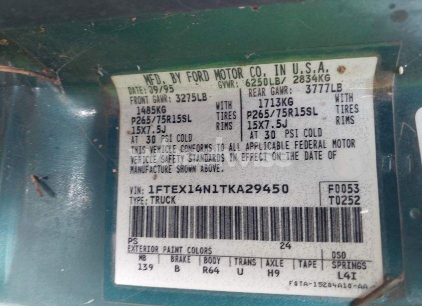 Photo 9 of 1996 Ford F150 (VIN 1FTEX14N1TKA29450)
