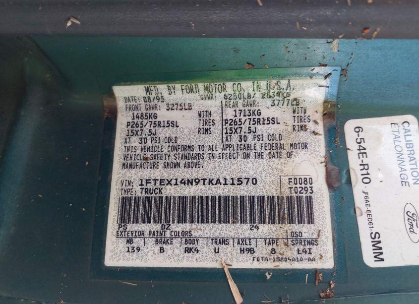 Photo 9 of 1996 Ford F150 (VIN 1FTEX14N9TKA11570)