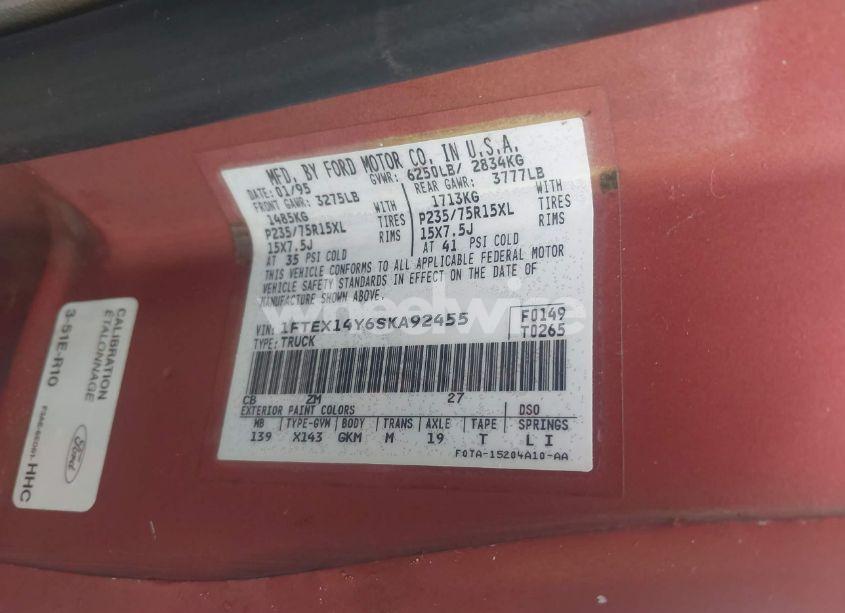 Photo 9 of 1995 Ford F150 (VIN 1FTEX14Y6SKA92455)