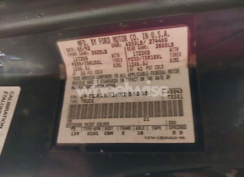 Photo 9 of 1992 Ford F150 (VIN 1FTEX15H1NKB55335)