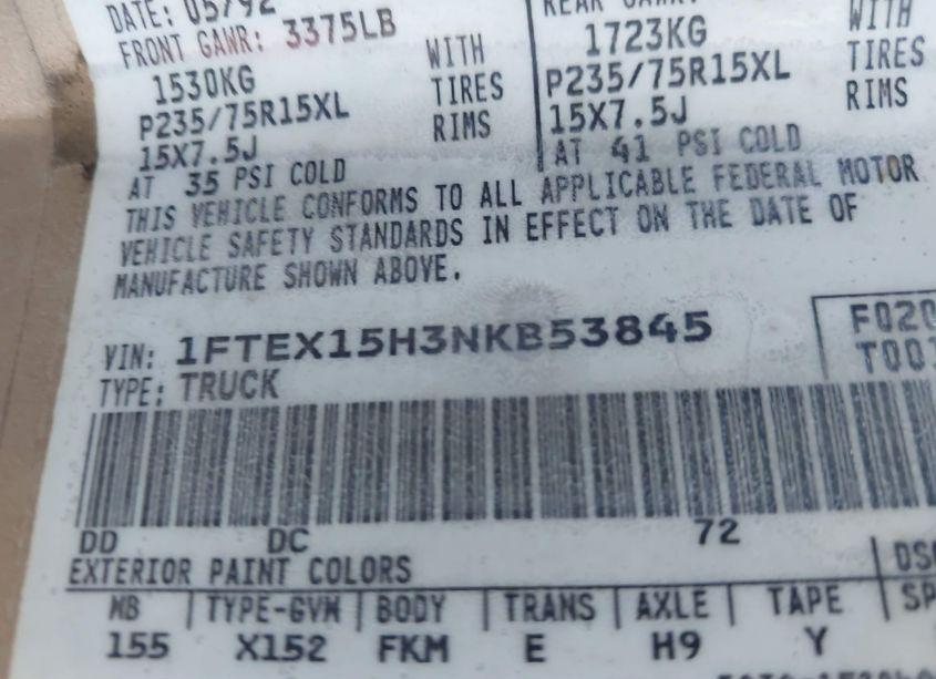 Photo 9 of 1992 Ford F150 (VIN 1FTEX15H3NKB53845)