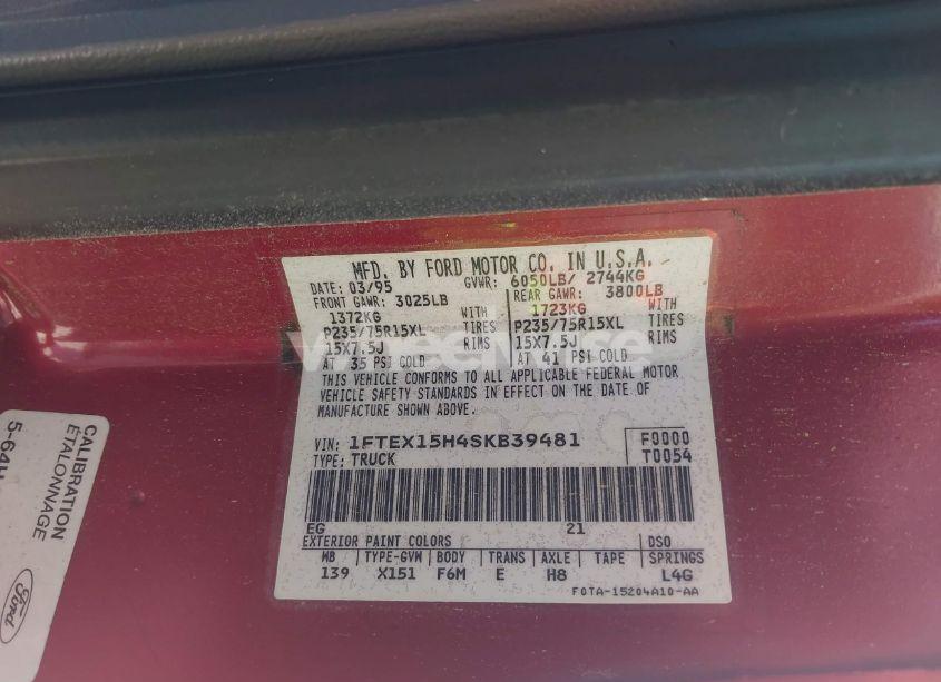 Photo 9 of 1995 Ford F150 (VIN 1FTEX15H4SKB39481)