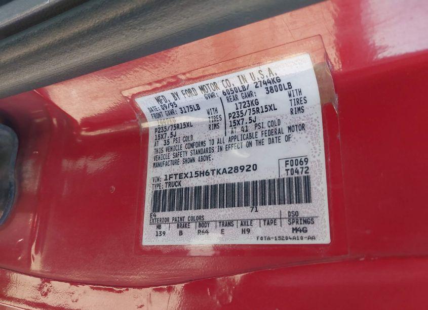 Photo 9 of 1996 Ford F150 (VIN 1FTEX15H6TKA28920)