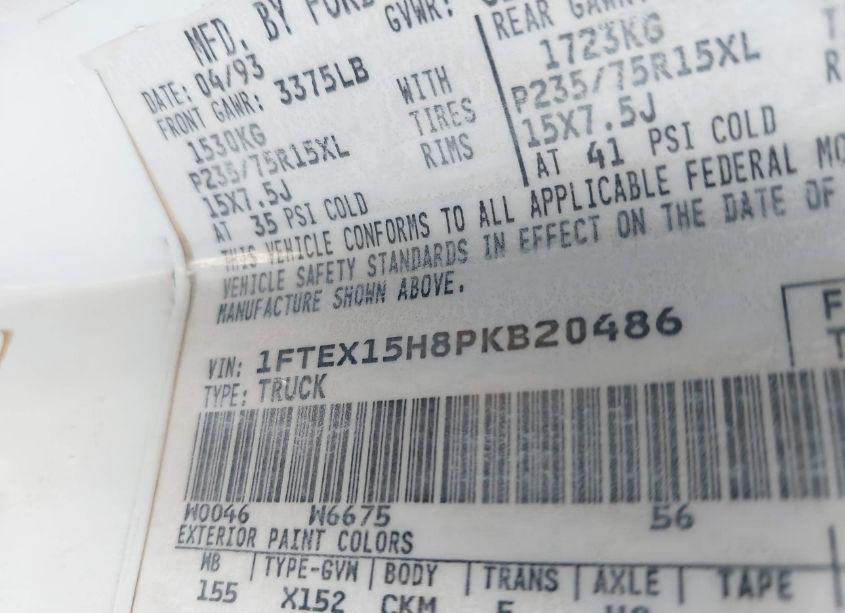 Photo 9 of 1993 Ford F150 N/A (VIN 1FTEX15H8PKB20486)