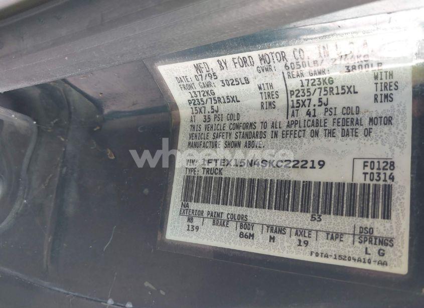 Photo 9 of 1995 Ford F150 (VIN 1FTEX15N4SKC22219)