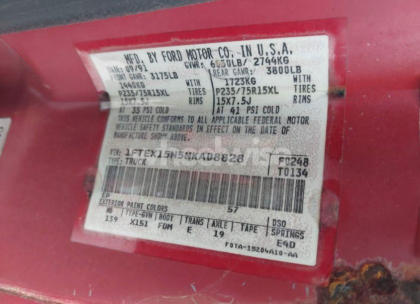Photo 9 of 1992 Ford F150 (VIN 1FTEX15N5NKA08828)