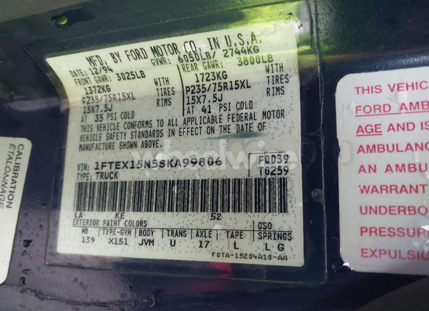 Photo 9 of 1995 Ford F150 (VIN 1FTEX15N5SKA99806)