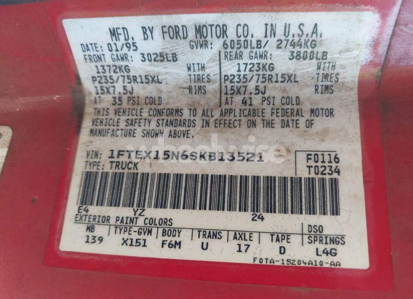 Photo 9 of 1995 Ford F150 N/A (VIN 1FTEX15N6SKB13521)