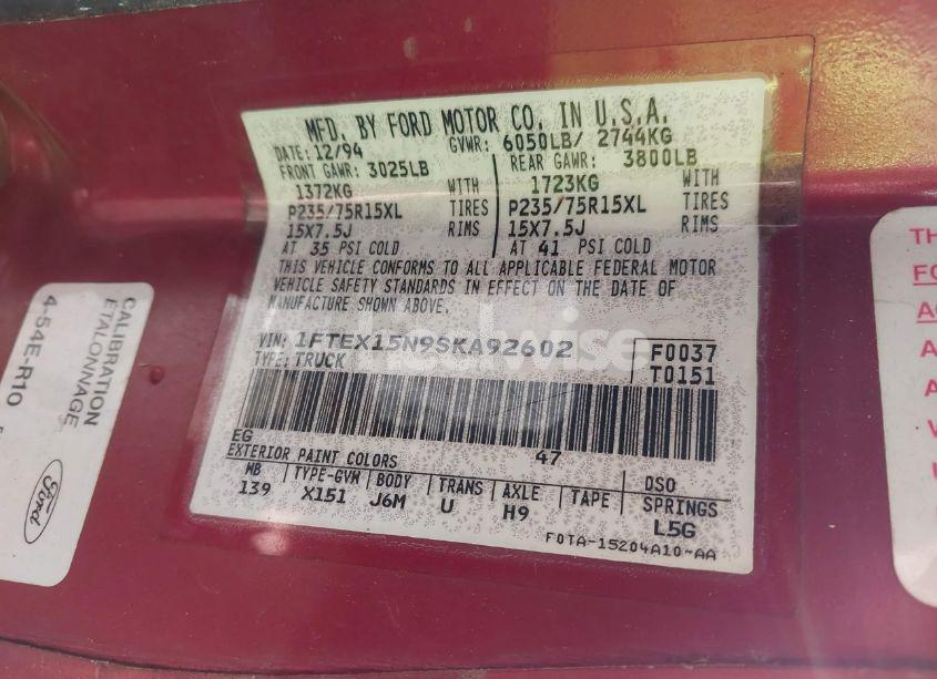 Photo 9 of 1995 Ford F150 N/A (VIN 1FTEX15N9SKA92602)