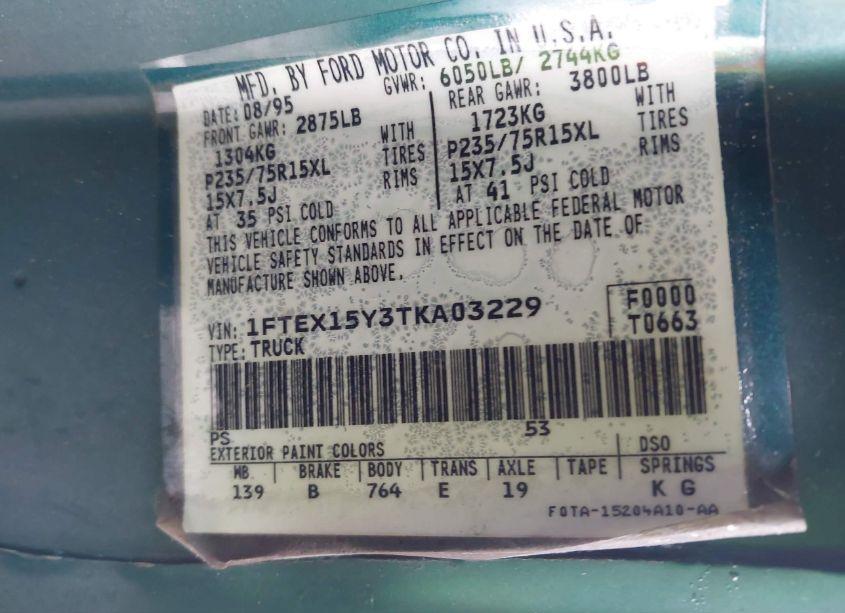 Photo 9 of 1996 Ford F150 (VIN 1FTEX15Y3TKA03229)