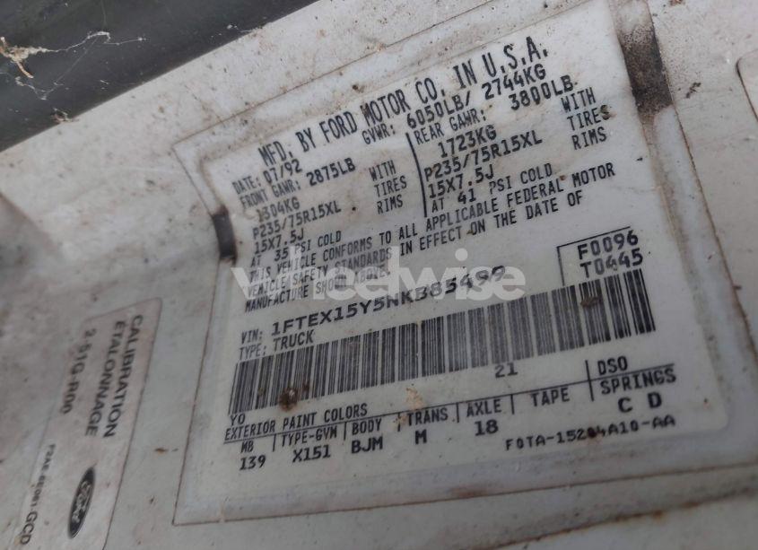 Photo 9 of 1992 Ford F150 (VIN 1FTEX15Y5NKB85499)