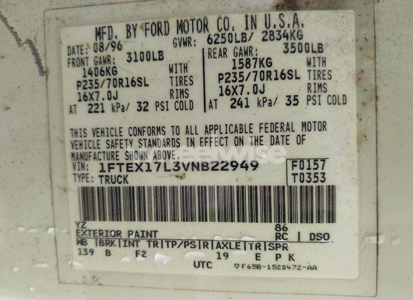 Photo 9 of 1997 Ford F-150 LARIAT/XL/XLT (VIN 1FTEX17L3VNB22949)