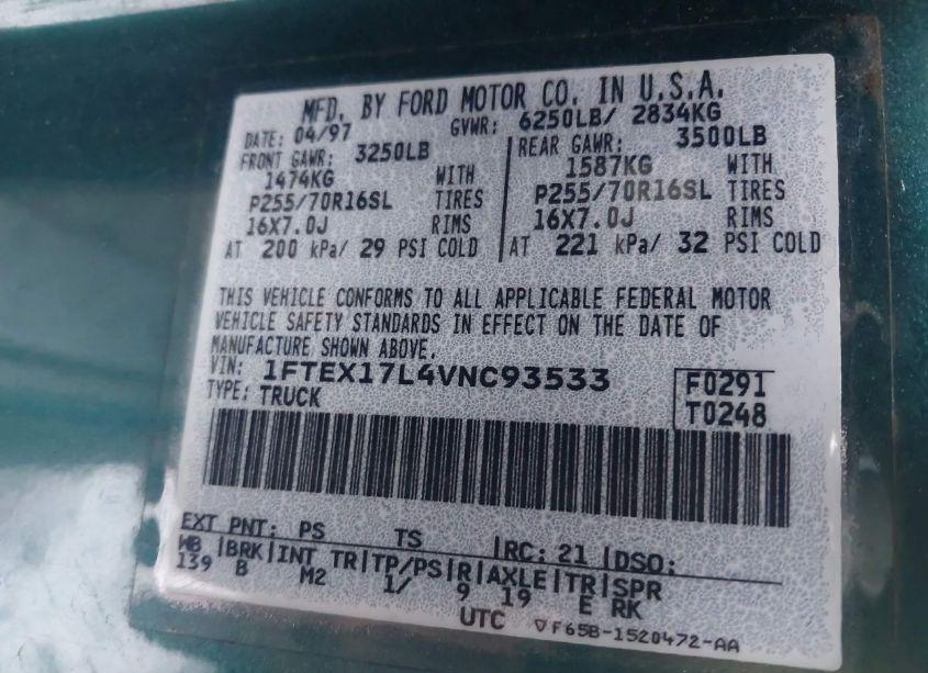 Photo 9 of 1997 Ford F-150 LARIAT/XL/XLT (VIN 1FTEX17L4VNC93533)