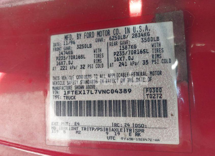 Photo 9 of 1997 Ford F-150 LARIAT/XL/XLT (VIN 1FTEX17L7VNC04389)