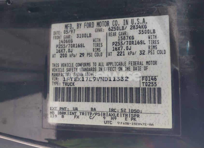 Photo 9 of 1997 Ford F-150 LARIAT/XL/XLT (VIN 1FTEX17L9VND11332)