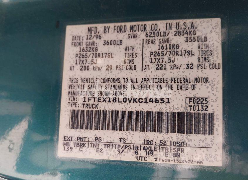 Photo 9 of 1997 Ford F-150 LARIAT/XL/XLT (VIN 1FTEX18L0VKC14651)