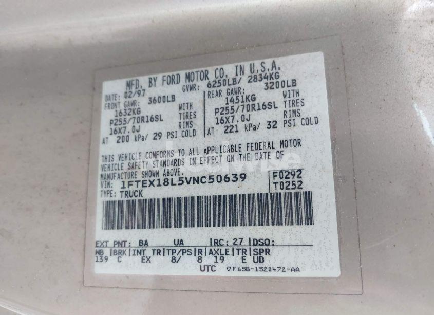 Photo 9 of 1997 Ford F-150 LARIAT/XL/XLT (VIN 1FTEX18L5VNC50639)