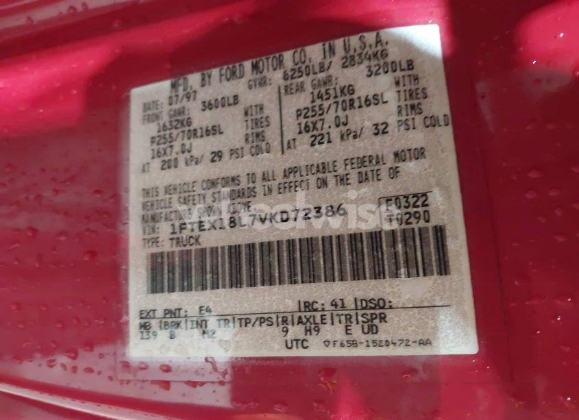 Photo 9 of 1997 Ford F-150 LARIAT/XL/XLT (VIN 1FTEX18L7VKD72386)