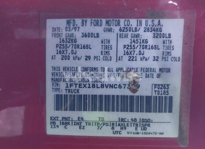 Photo 9 of 1997 Ford F-150 LARIAT/XL/XLT (VIN 1FTEX18L8VNC67399)