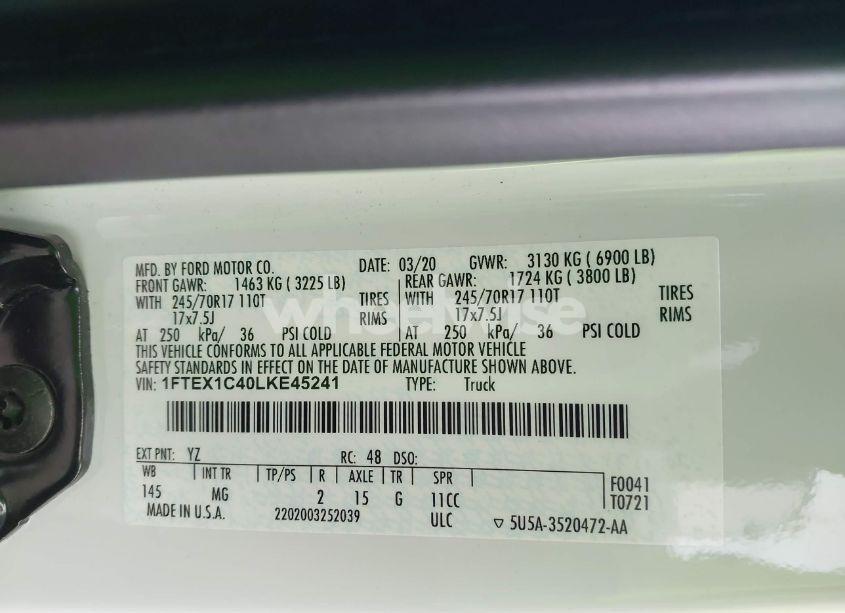 Photo 9 of 2020 Ford F-150 XLT (VIN 1FTEX1C40LKE45241)