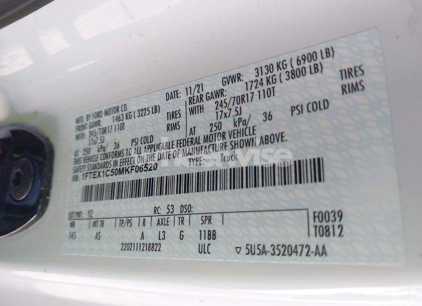 Photo 9 of 2021 Ford F-150 XL (VIN 1FTEX1C50MKF06520)