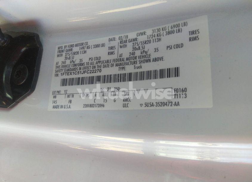 Photo 9 of 2018 Ford F-150 XLT (VIN 1FTEX1C51JFC22270)