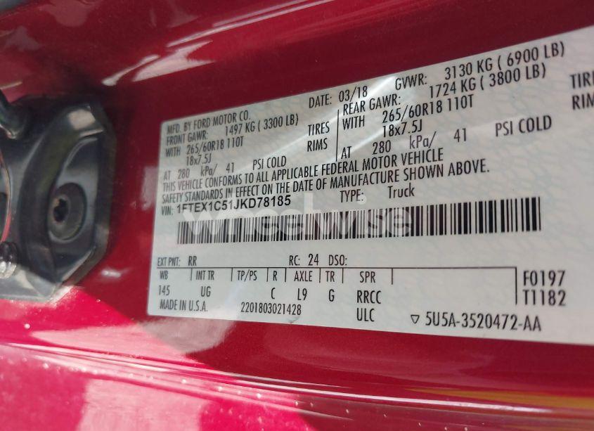 Photo 9 of 2018 Ford F-150 XLT (VIN 1FTEX1C51JKD78185)