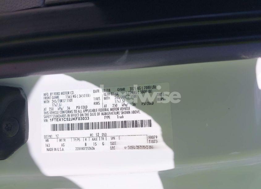 Photo 9 of 2018 Ford F-150 XL (VIN 1FTEX1C52JKF03033)