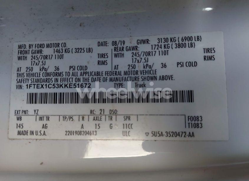 Photo 9 of 2019 Ford F-150 XL (VIN 1FTEX1C53KKE51672)