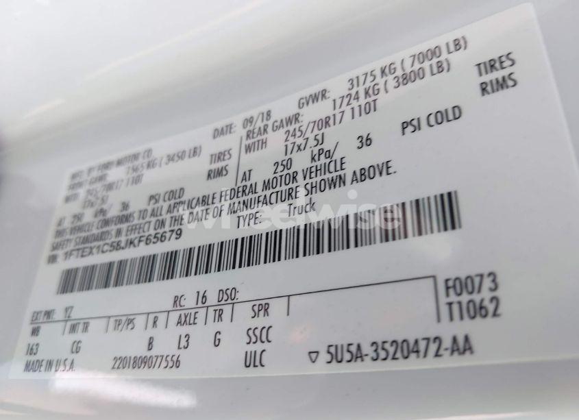 Photo 9 of 2018 Ford F-150 XL (VIN 1FTEX1C58JKF65679)