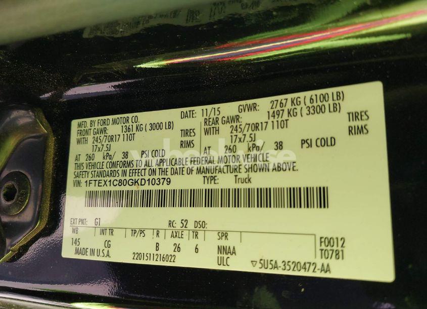 Photo 9 of 2016 Ford F-150 XL (VIN 1FTEX1C80GKD10379)