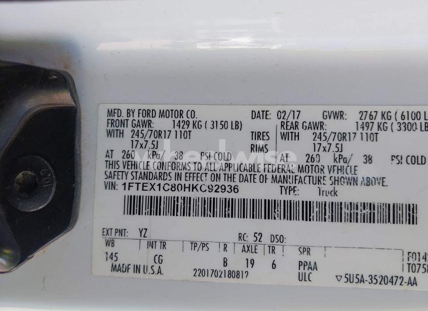 Photo 9 of 2017 Ford F-150 XL (VIN 1FTEX1C80HKC92936)