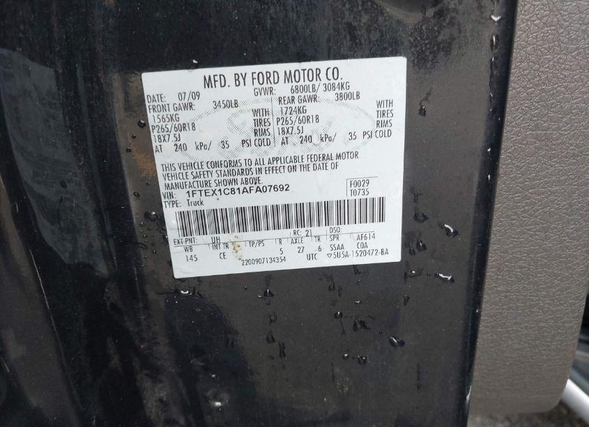 Photo 9 of 2010 Ford F-150 FX2 SPORT/STX/XL/XLT (VIN 1FTEX1C81AFA07692)