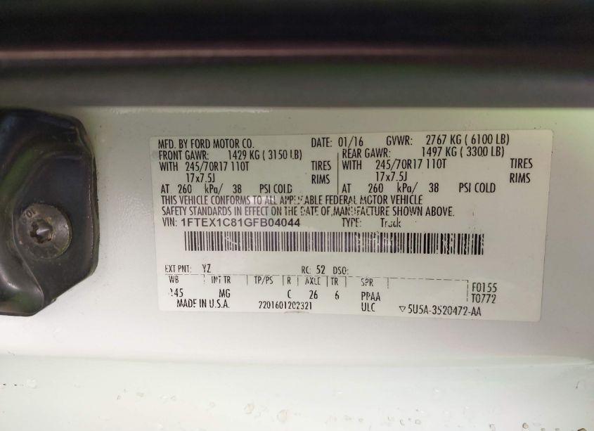 Photo 9 of 2016 Ford F-150 XLT (VIN 1FTEX1C81GFB04044)