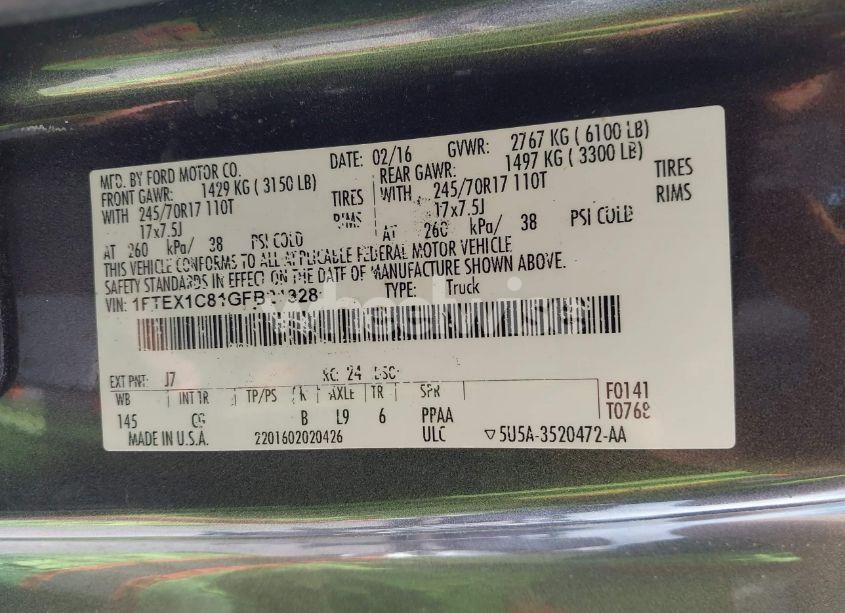 Photo 9 of 2016 Ford F-150 XL (VIN 1FTEX1C81GFB21328)