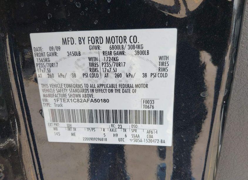 Photo 9 of 2010 Ford F-150 XLT (VIN 1FTEX1C82AFA50180)