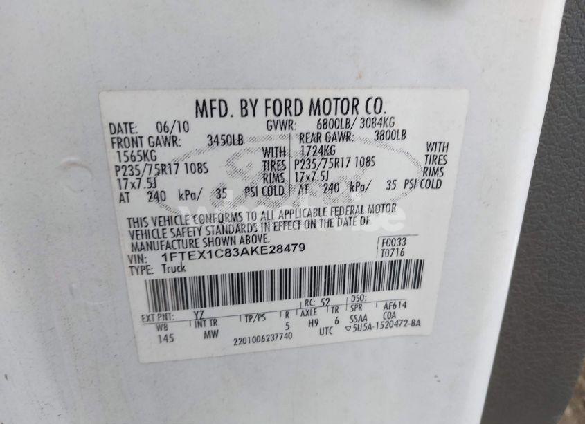 Photo 9 of 2010 Ford F-150 FX2 SPORT/STX/XL/XLT (VIN 1FTEX1C83AKE28479)