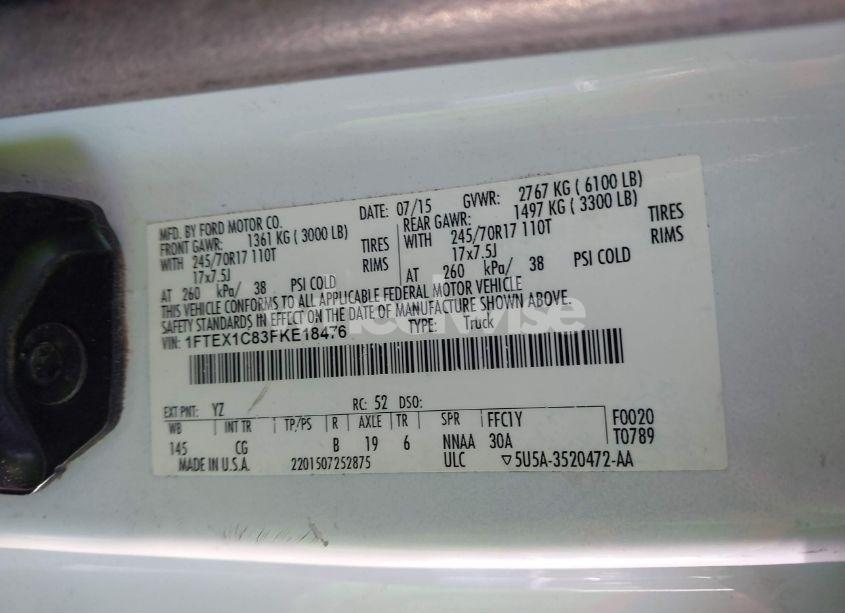 Photo 9 of 2015 Ford F-150 XL (VIN 1FTEX1C83FKE18476)