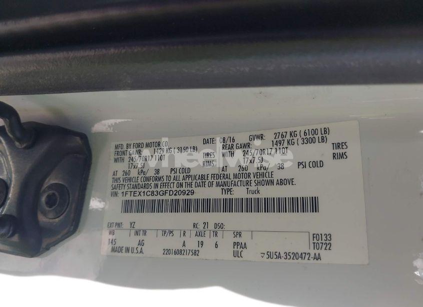 Photo 9 of 2016 Ford F-150 XL (VIN 1FTEX1C83GFD20929)