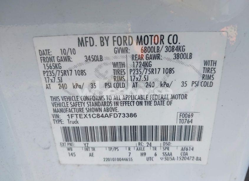 Photo 9 of 2010 Ford F-150 (VIN 1FTEX1C84AFD73386)