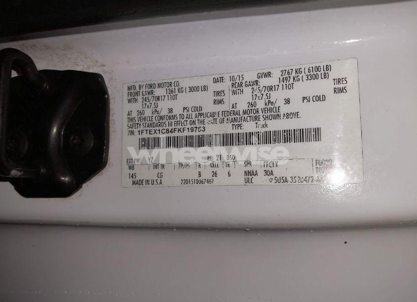 Photo 9 of 2015 Ford F-150 XL (VIN 1FTEX1C84FKF19753)