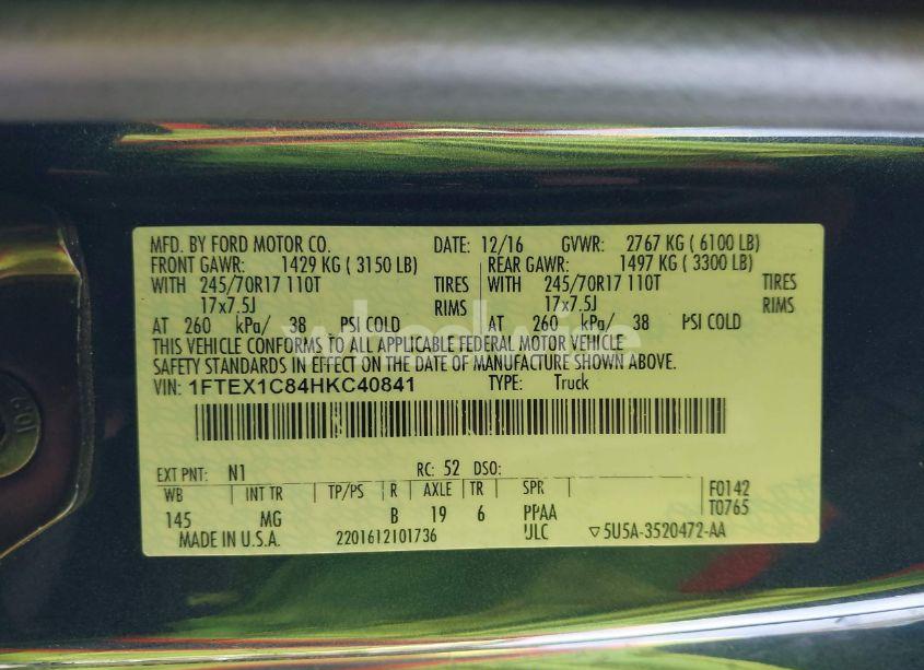 Photo 9 of 2017 Ford F-150 XLT (VIN 1FTEX1C84HKC40841)