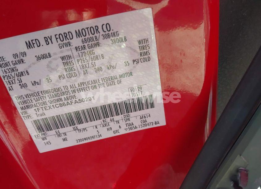 Photo 9 of 2010 Ford F-150 FX2 SPORT/STX/XL/XLT (VIN 1FTEX1C86AFA50201)