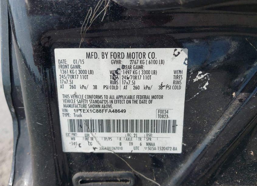 Photo 9 of 2015 Ford F-150 XL (VIN 1FTEX1C88FFA48649)