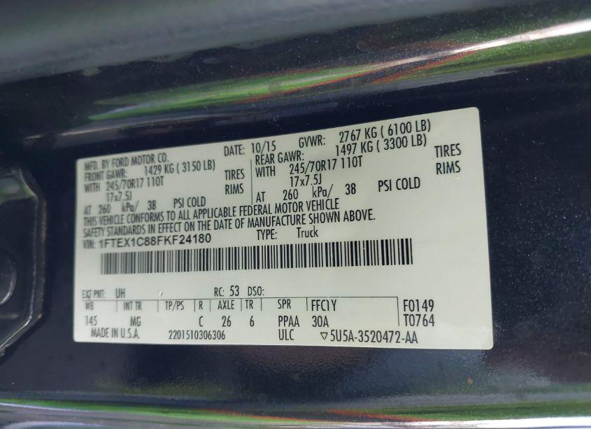 Photo 9 of 2015 Ford F-150 XLT (VIN 1FTEX1C88FKF24180)